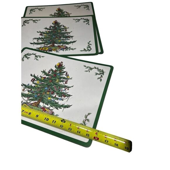 Vintage Spode Pimpernel Hard Cork Christmas Tree Place Mats Set of 4 - Picture 4 of 5